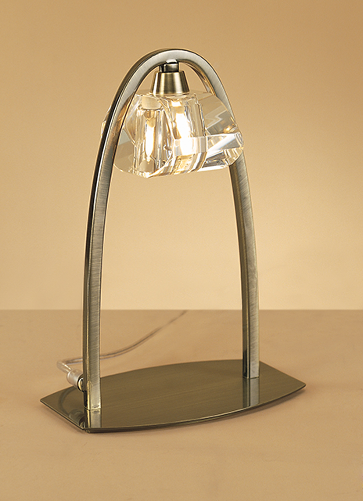 Alfa Antique Brass Crystal Table Lamps Mantra Armed Table Lamps